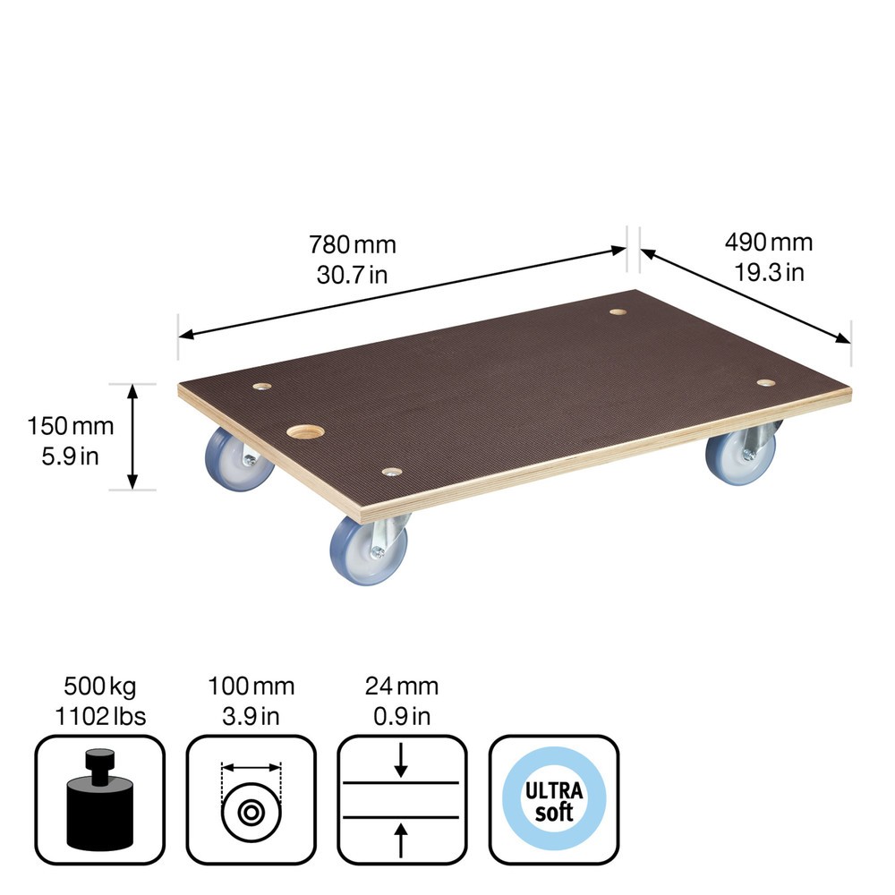 N° de l'image du produit 2 : WAGNER Aide au transport MAXIGRIP 24 mm - 78 x 49 x 15 cm, capacité de charge 500 kg