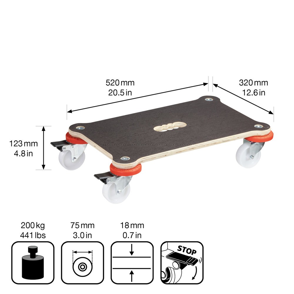 Produktabbildung Nr. 2: WAGNER Aide au transport MAXIGRIP PROTECTION- 52 x 32 x 12,5 cm, capacité de charge 200 kg
