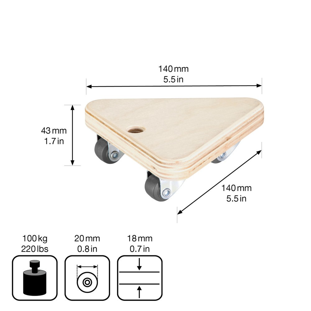 Produktabbildung Nr. 2: WAGNER Aide au transport Multiplex BIRKE- 14 x 14 x 14 x 4,5 cm, capacité de charge 100 kg
