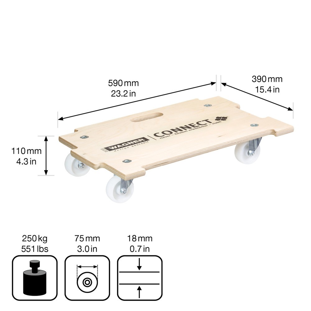 Produktabbildung Nr. 2: WAGNER Aide au transport Multiplex CONNECT - 59 x 39 x 11 cm, capacité de charge 250 kg