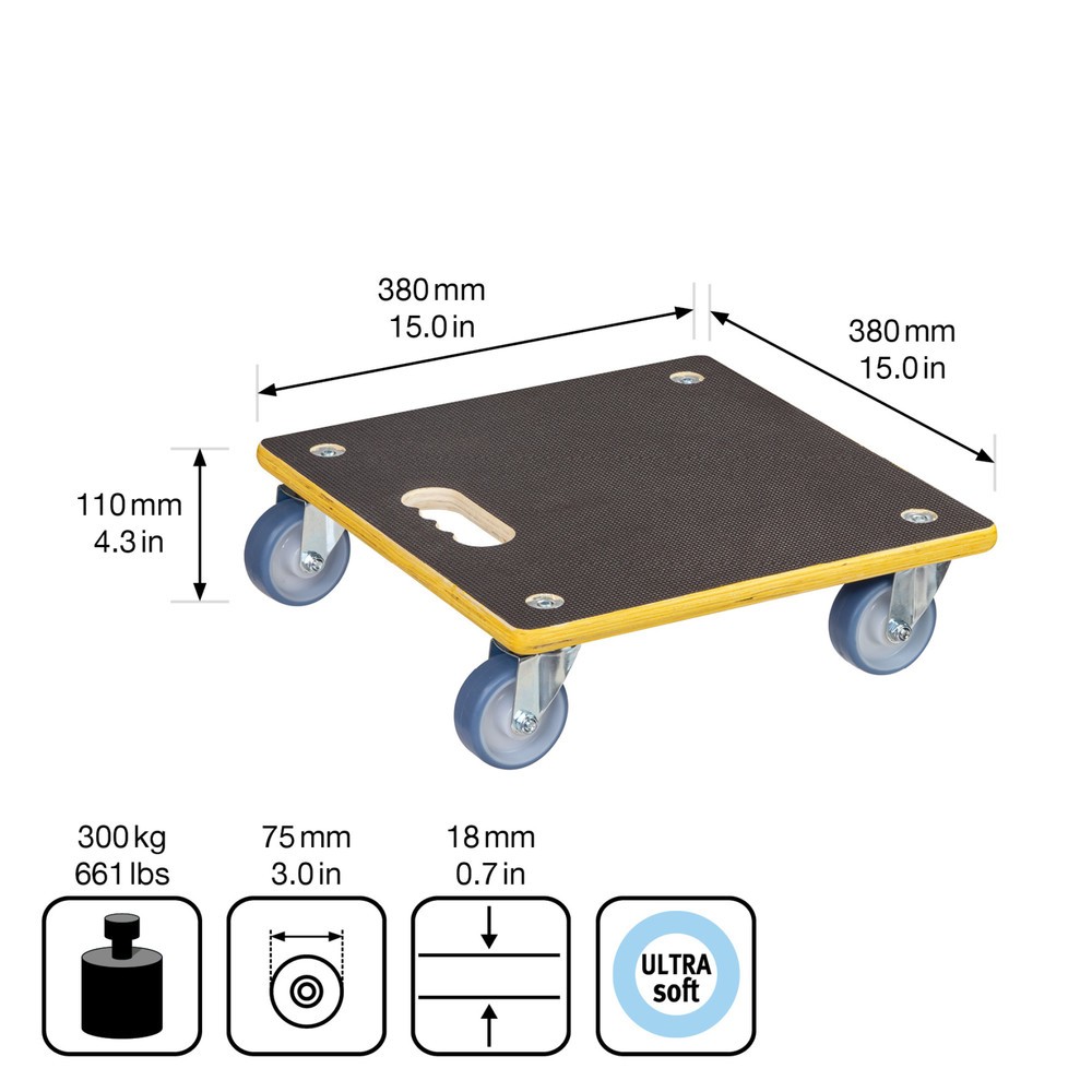 Produktabbildung Nr. 2: WAGNER Aide au transport Multiplex MAXIGRIP - 38 x 38 x 11 cm, capacité de charge 300 kg