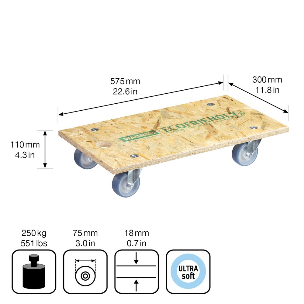 Produktabbildung Nr. 2: WAGNER Aide au transport OSB BIG 18 mm - 57,5 x 30 x 11 cm, capacité de charge 250 kg