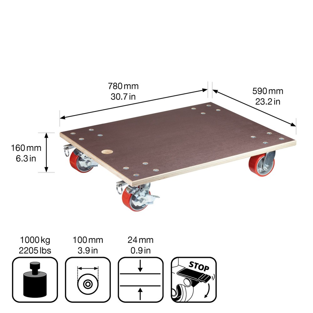 Produktabbildung Nr. 2: WAGNER Aide au transport PROFESSIONAL 24 mm - 78 x 59 x 16 cm, capacité de charge 1 000 kg