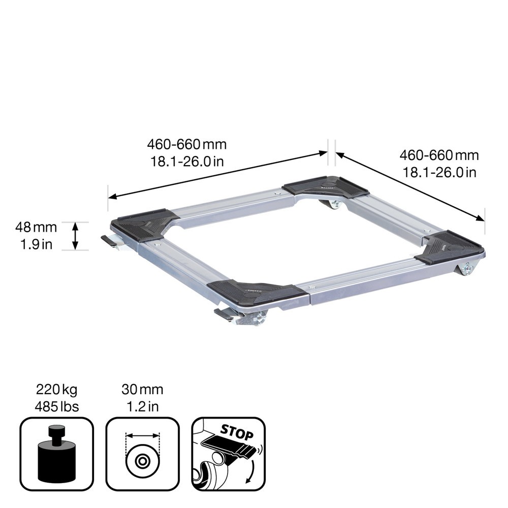 Produktabbildung Nr. 2: WAGNER Aide au transport QUADRAT - réglable 46-66 x 5 cm, capacité de charge 220 kg