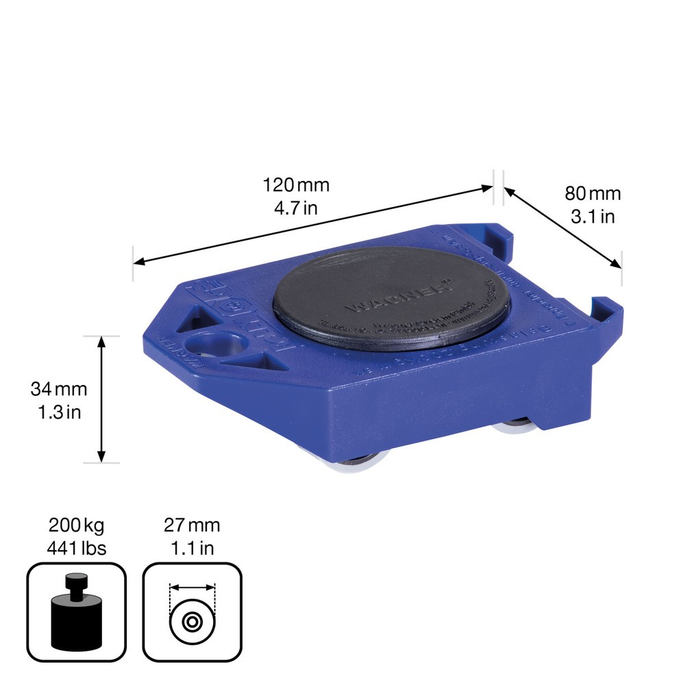 Produktabbildung Nr. 2: WAGNER Aide au transport ROLLY SOFT - 11,7 x 7,9 x 3,4 cm, capacité de charge 200 kg