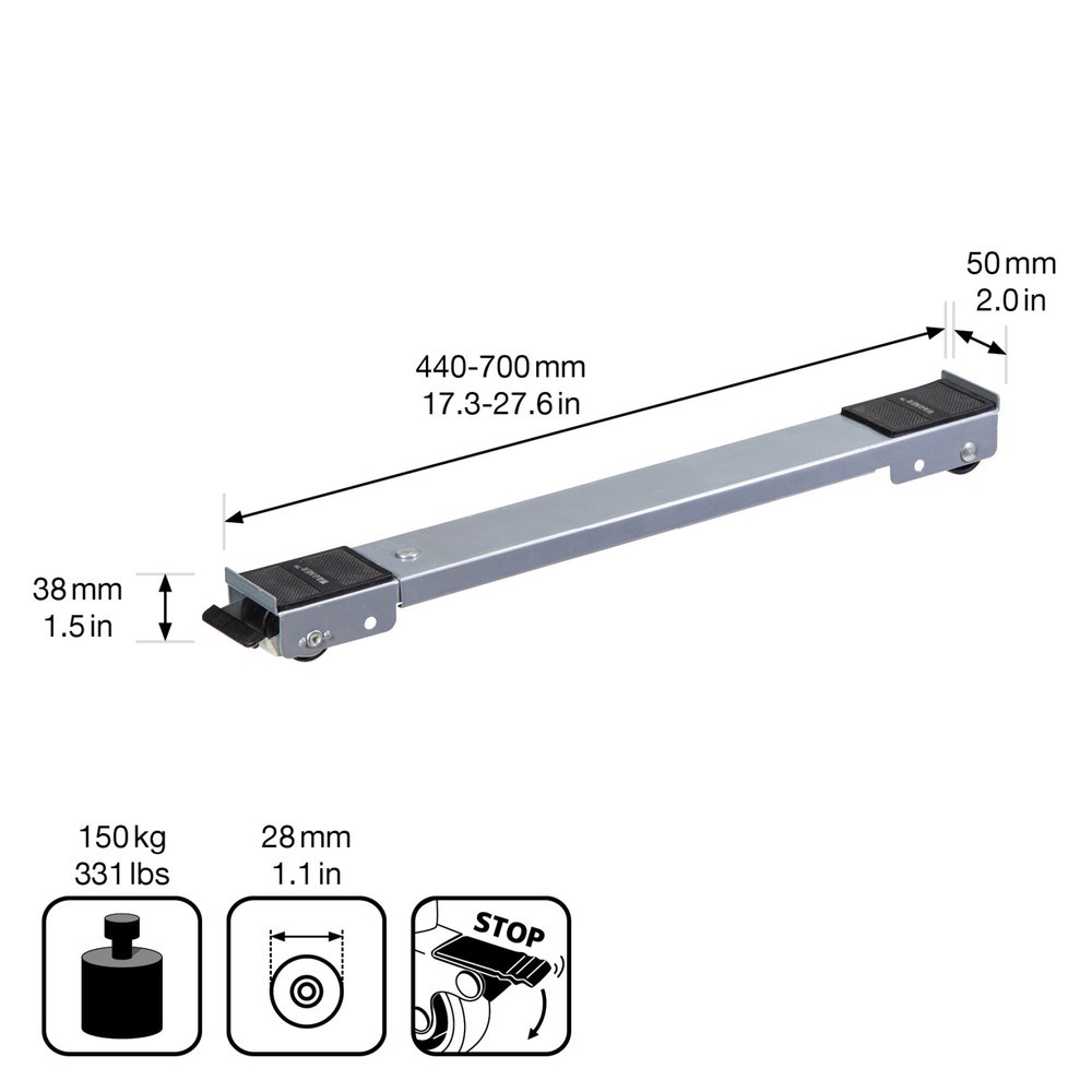 N° de l'image du produit 2 : WAGNER Aide au transport SCHIENE - 44,5-70 x 5 x 4 cm, capacité de charge 150 kg
