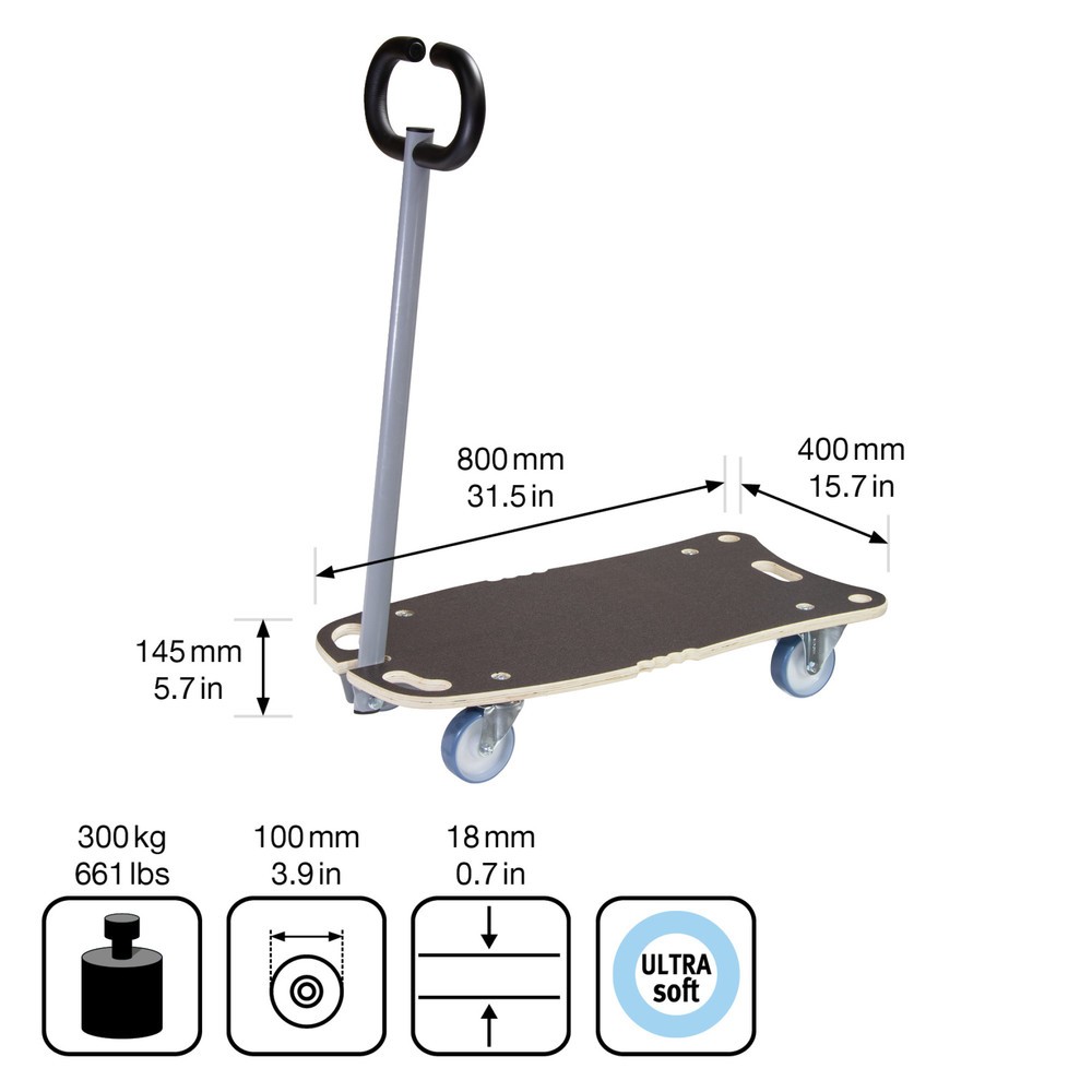 Produktabbildung Nr. 2: WAGNER Aide au transport STAR CARRIER 80 x 40 x 14,5 cm timon capacité de charge 300 kg