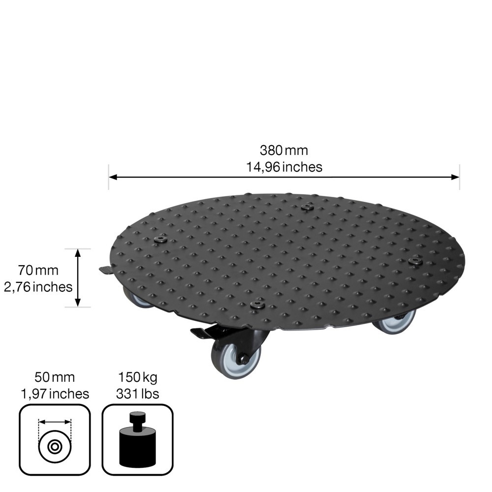 Produktabbildung Nr. 3: WAGNER Pflanzenroller ALASKA BLACK - Ø 38 x 7,5 cm, TK 150 Kg