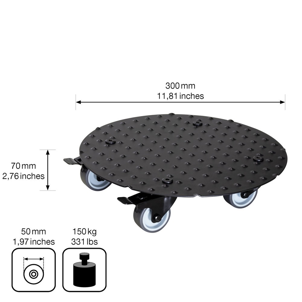 Produktabbildung Nr. 3: WAGNER Pflanzenroller ALASKA BLACK - Ø 30 x 7,5 cm, TK 150 Kg
