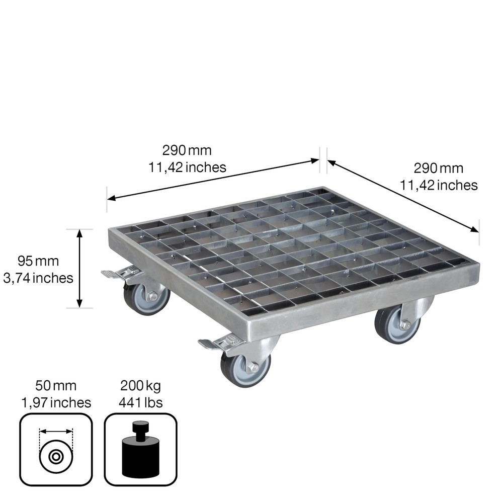 Produktabbildung Nr. 3: WAGNER Pflanzenroller INDUSTRIAL STYLE - 29 x 29 x 9,5 cm, TK 200 Kg