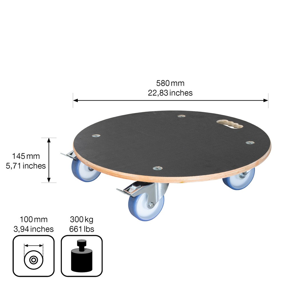 Produktabbildung Nr. 3: WAGNER Pflanzenroller MAXIGRIP Ø 58 x 14,5 cm, Holz, TK 300 Kg