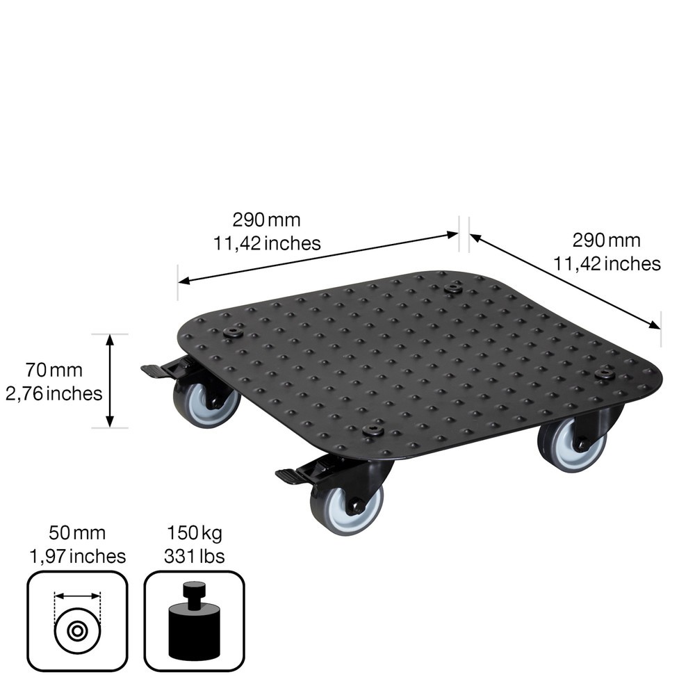 Produktabbildung Nr. 3: WAGNER Rouleur pour plantes ALASKA BLACK 29 x 29 x 7,5 cm, capacité de charge 150 kg