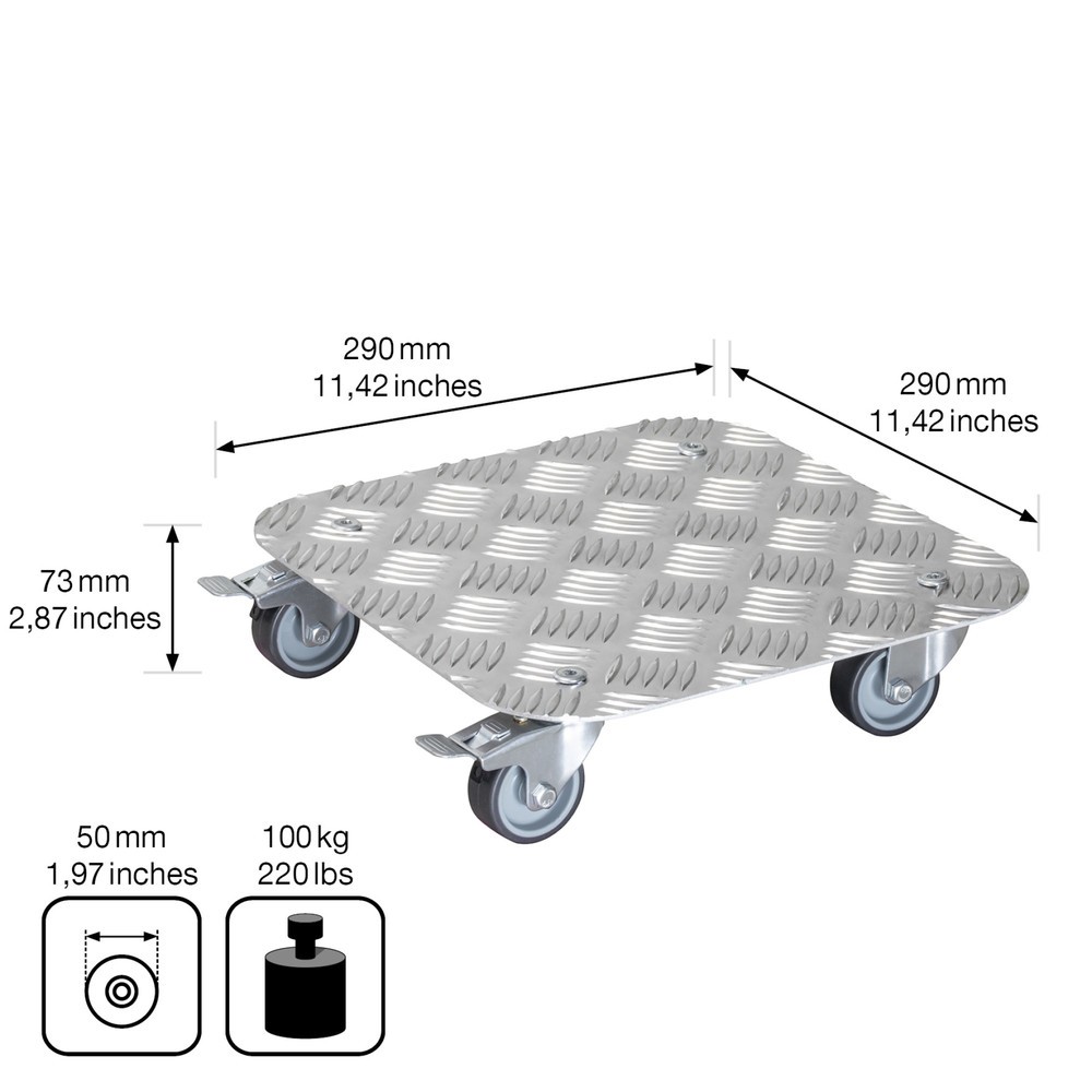 Produktabbildung Nr. 3: WAGNER Rouleur pour plantes ALASKA - 29 x 29 x 7,5 cm alu, capacité de charge 150 kg