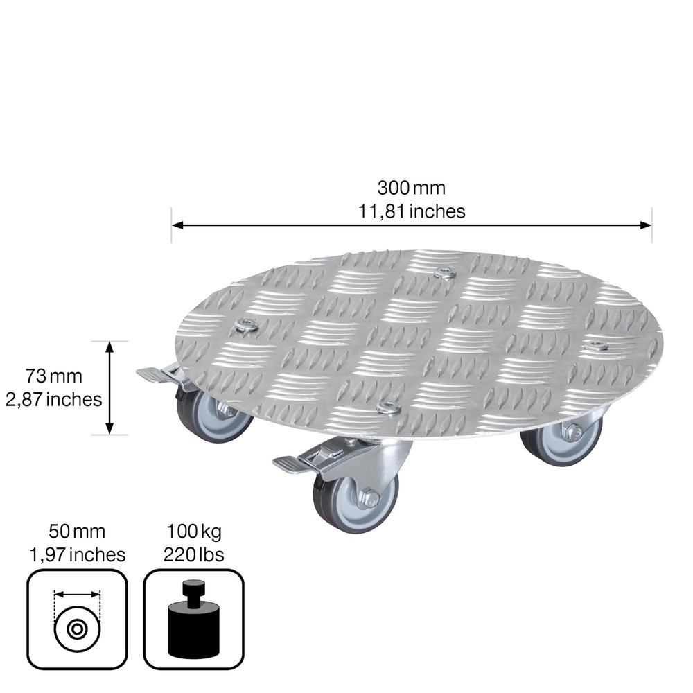 Produktabbildung Nr. 3: WAGNER Rouleur pour plantes ALASKA - Ø 30 x 7,5 cm alu, capacité de charge 150 kg