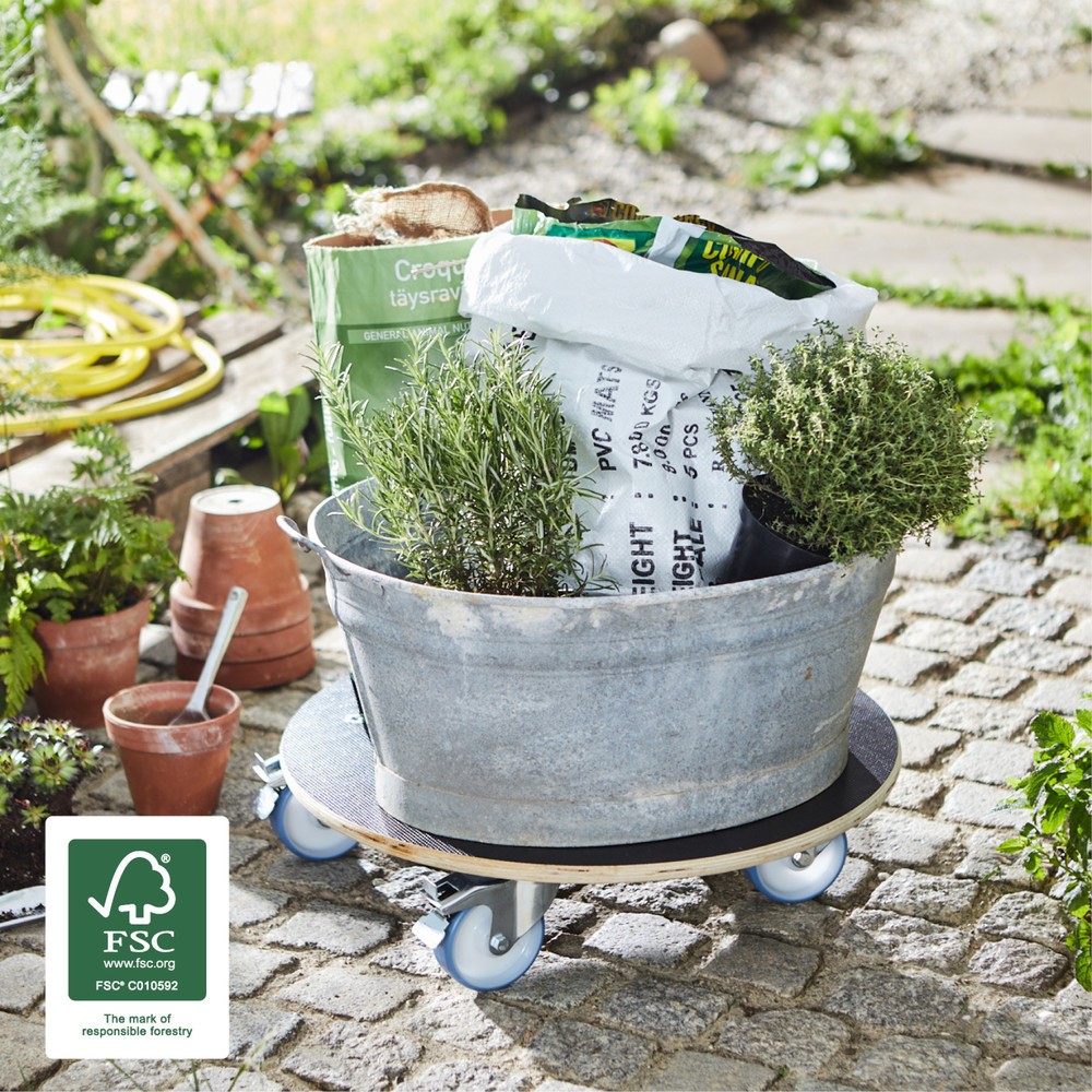 Produktabbildung Nr. 2: WAGNER Rouleur pour plantes MAXIGRIP Ø 58 x 14,5 cm, bois, capacité de charge 300 kg