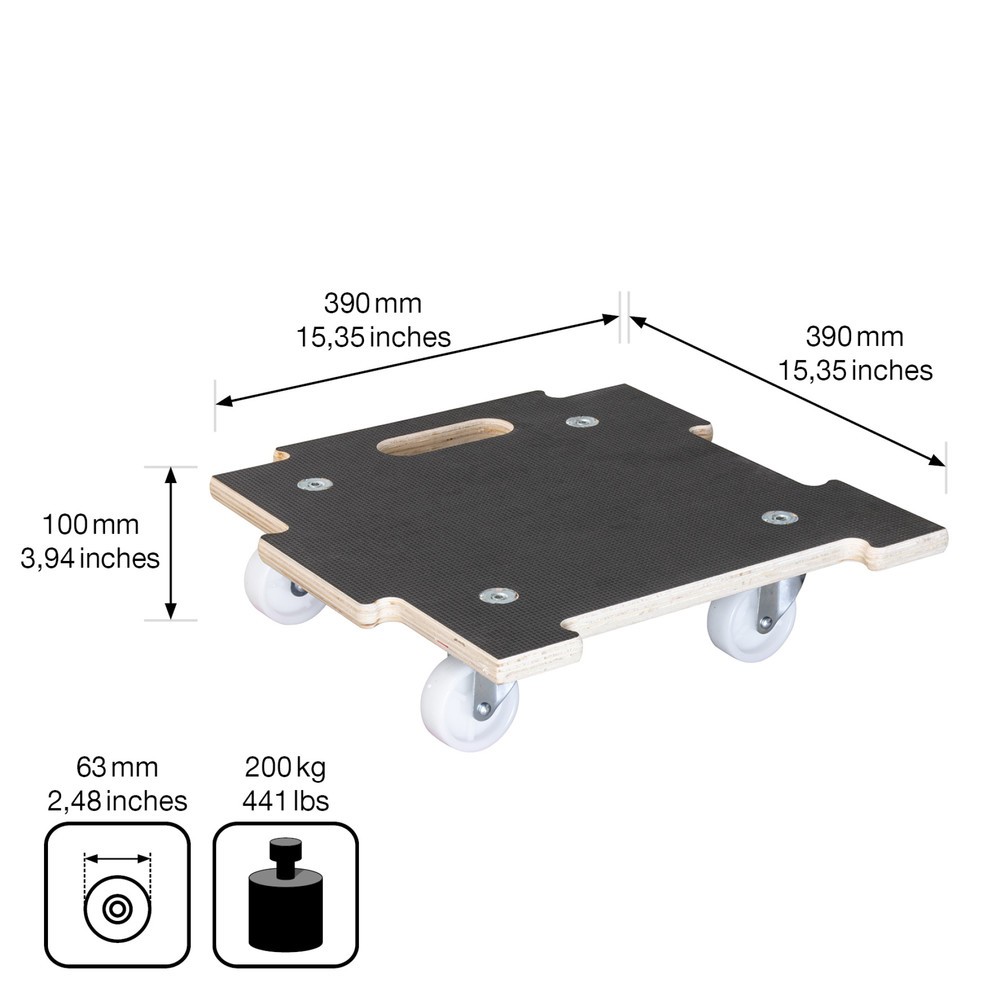 Produktabbildung Nr. 3: WAGNER Rouleur pour plantes MAXIGRIP 39 x 39 x 10 cm bois, capacité de charge 200 kg