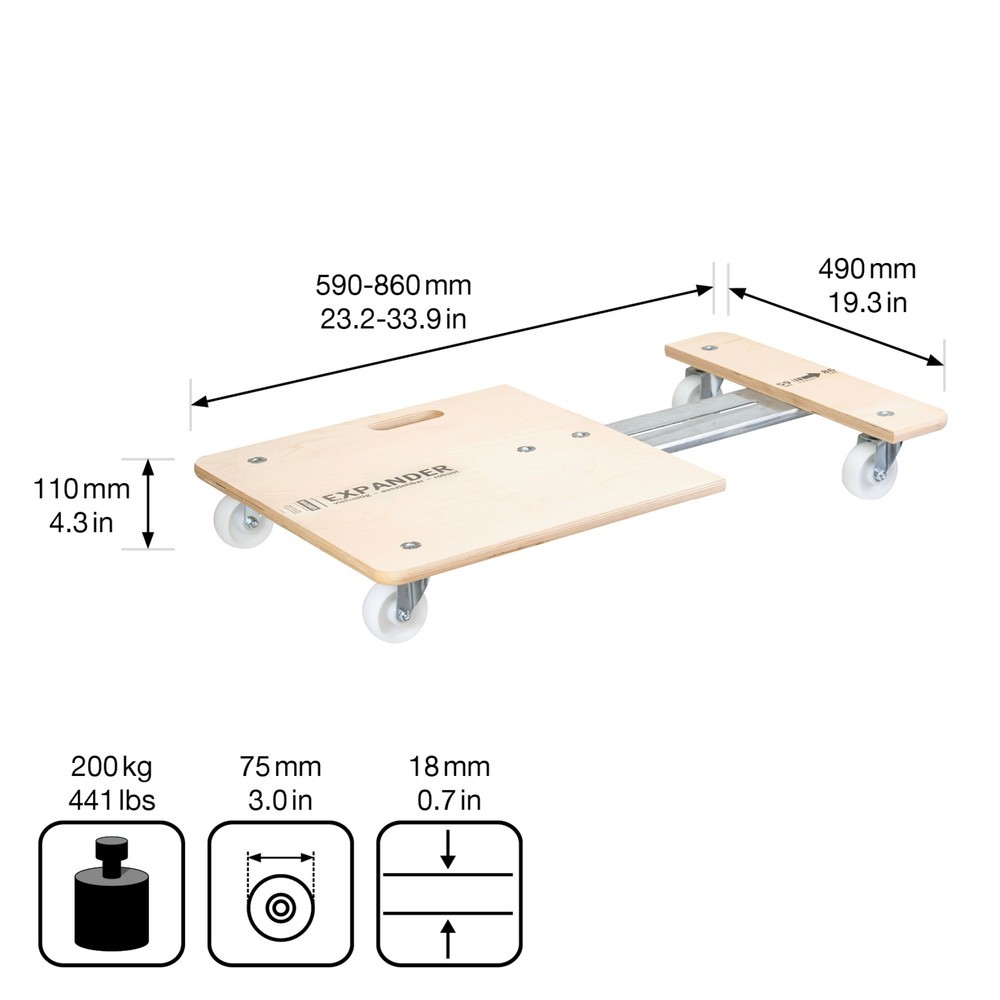 Produktabbildung Nr. 2: WAGNER Transporthilfe BIRKE EXTENDER - 59-86 x 49 x 11 cm, TK 200 Kg