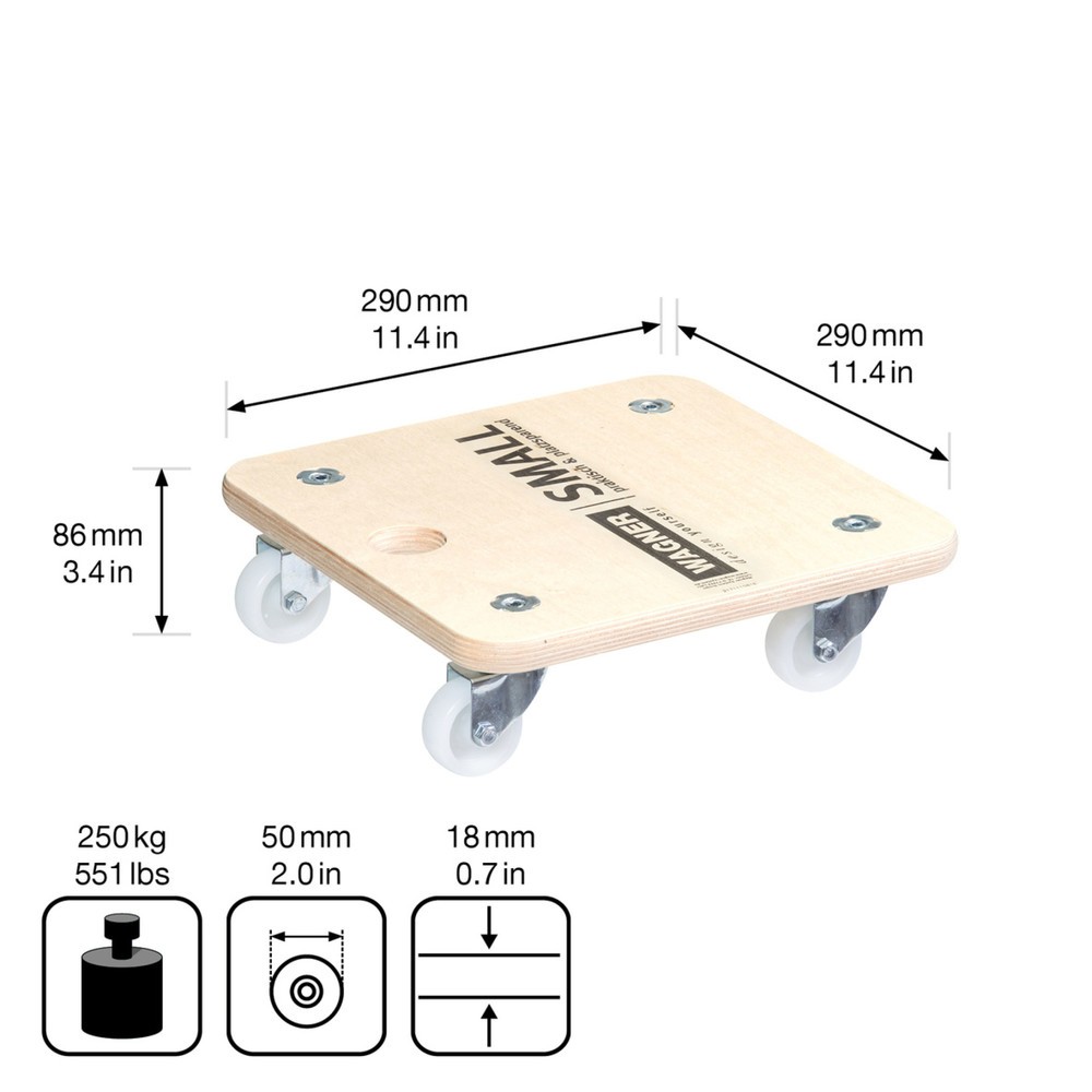 Produktabbildung Nr. 2: WAGNER Transporthilfe BIRKE Multiplex - 29 x 29 x 8,5 cm, TK 250 Kg