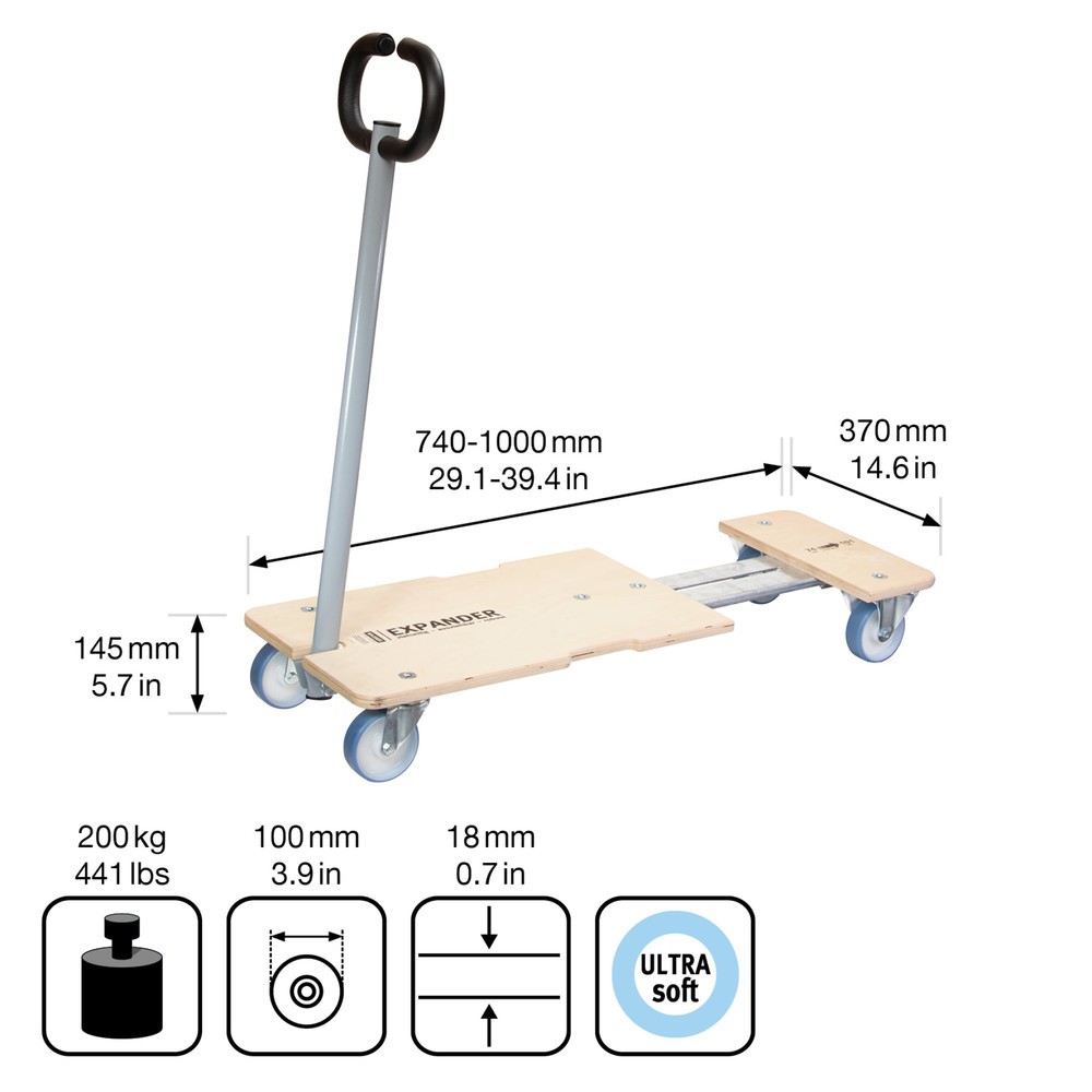 Produktabbildung Nr. 2: WAGNER Transporthilfe CARRIER EXTEND - 74-101 x 37 x 14,5 cm, TK 200 Kg