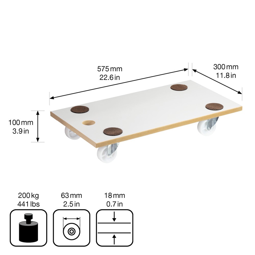 Produktabbildung Nr. 2: WAGNER Transporthilfe MDF EXTREME Melamin - 57,5 x 30 x 10 cm, TK 200 Kg