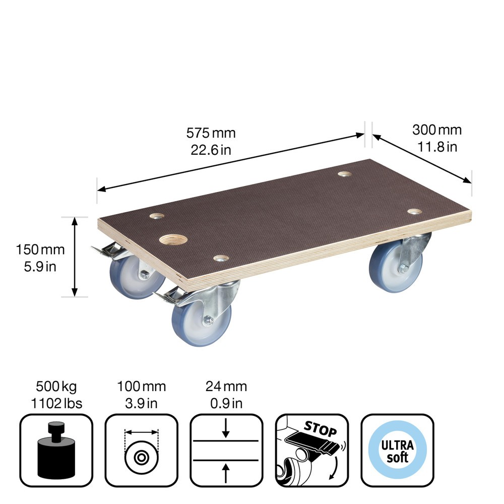 Produktabbildung Nr. 2: WAGNER Transporthilfe Multiplex MAXIGRIP - 57,5 x 30 x 15 cm, TK 500 Kg