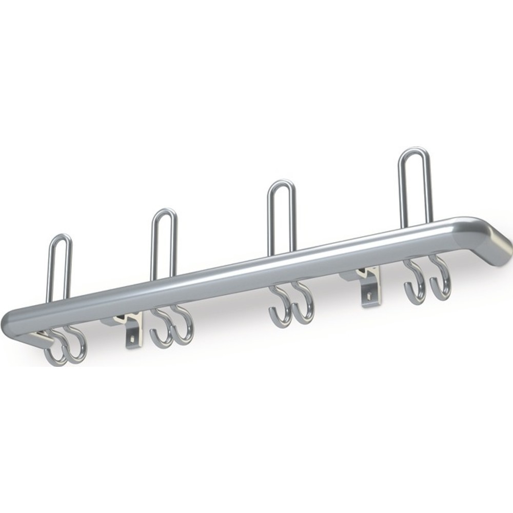 Illustration du produit: Wandgarderobe, 3 Hut-/6 Mantelhaken Länge 600 mm, Aluminium F1 naturfarbig, Hakenabstand 200 mm