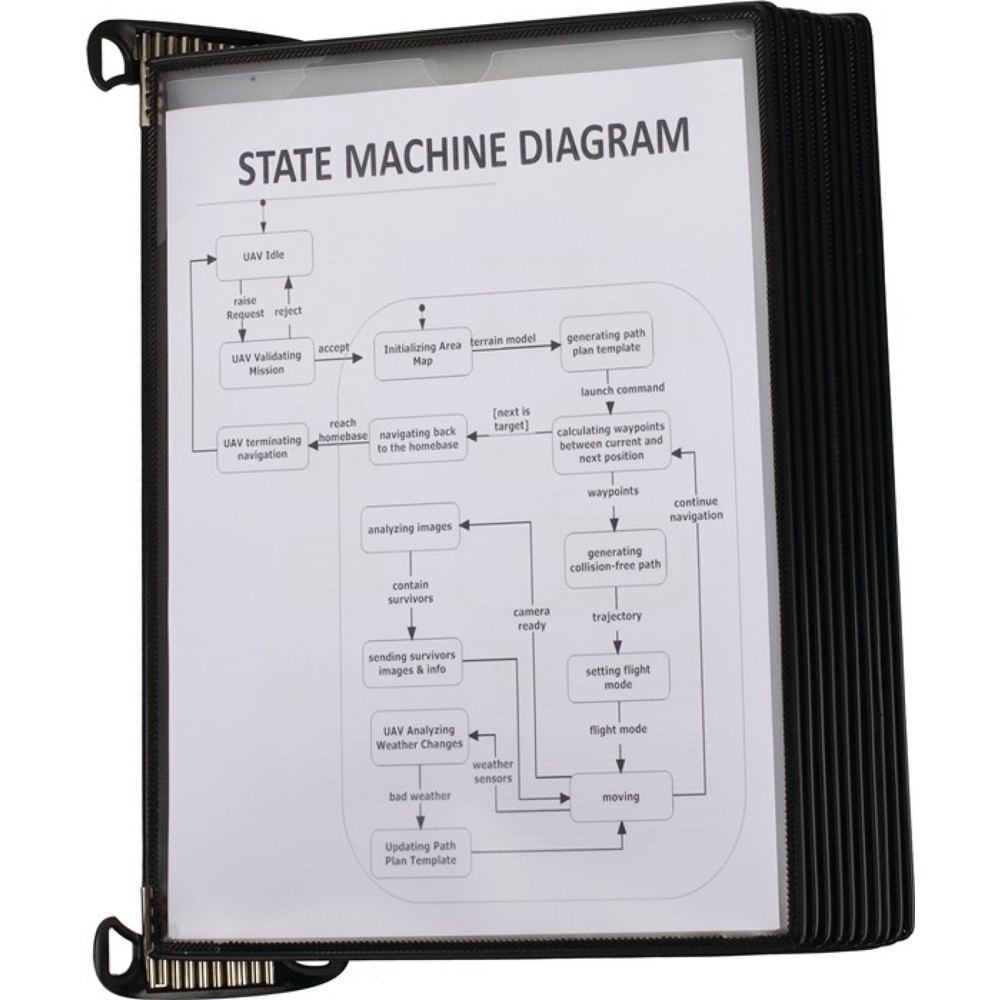 Produktabbildung: Wandhalter, PP schwarz, 10 Sichttafeln, mit Neodym-Magnetf.DIN A4