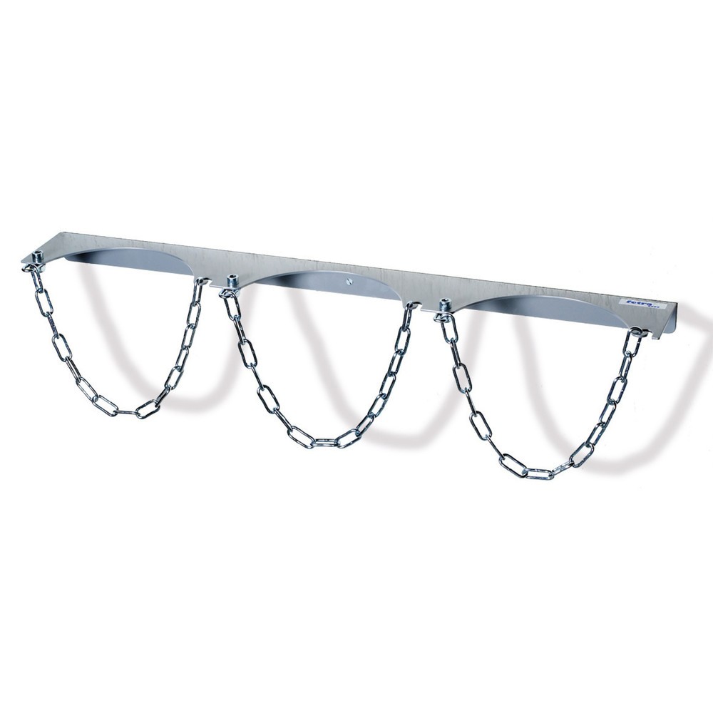 Produktabbildung: fetra® Wandhalterung für 3 Gasflaschen, Kettensicherung, Flaschen-Ø 140 mm