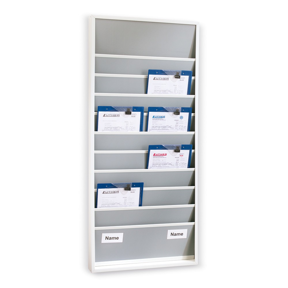 Produktabbildung: Wandtafel aus robustem PP, schmal, HxB 1.285 x 550 mm, mit 10 Schienen