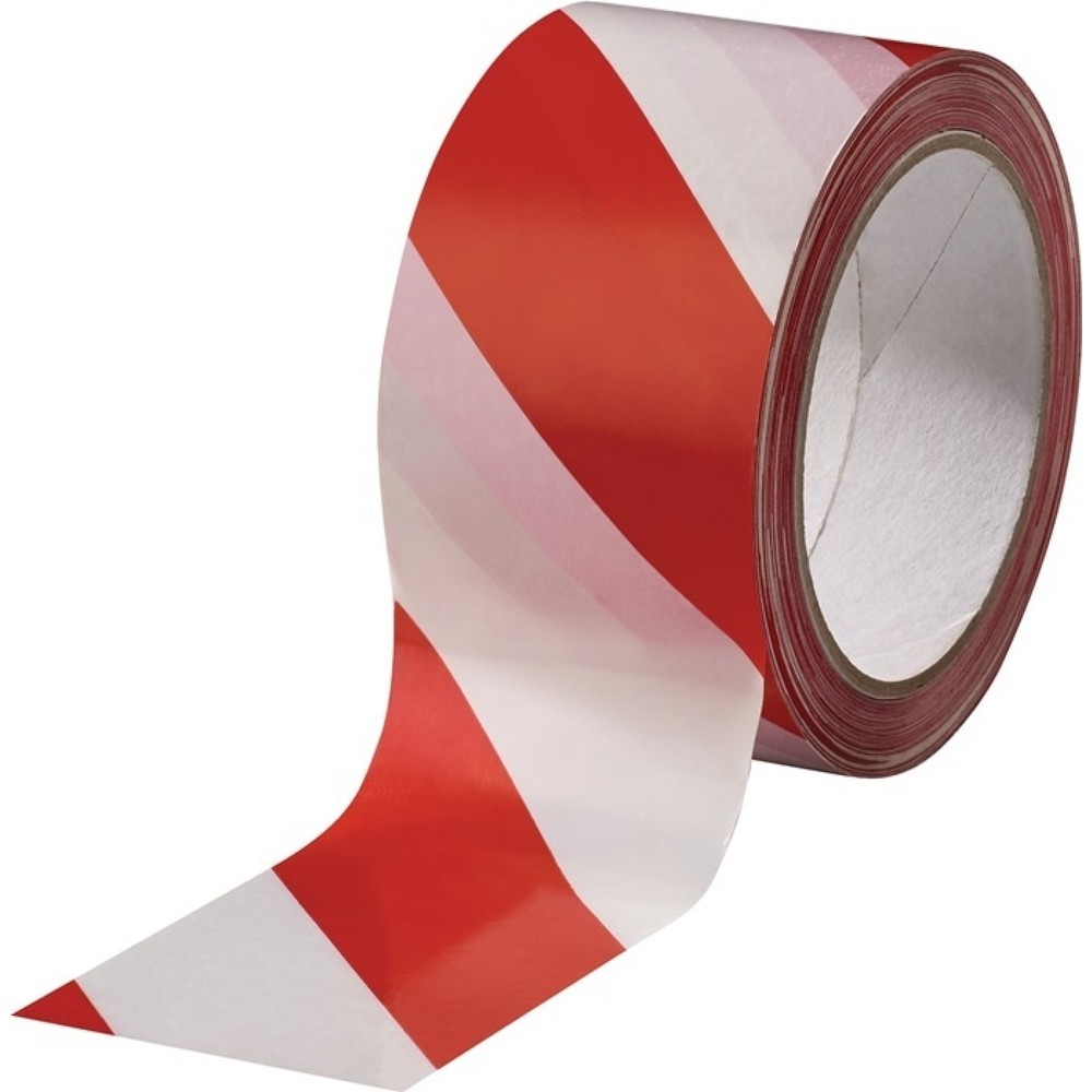 Illustration du produit: Warnmarkierungsband, rot/weiß, PVC, Rolle, Länge 66 m Breite 60 mm
