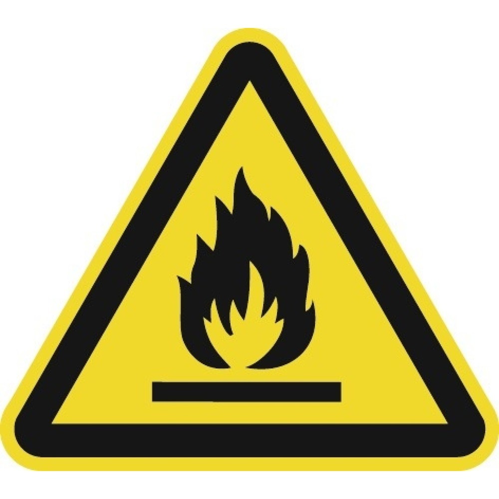 Produktabbildung: Warnzeichen ASR A1.3/DIN EN ISO 7010, Warnung feuergefährliche Stoffe, 200 mm, Folie