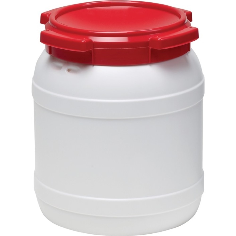 Produktabbildung Nr. 2: Weithalsfass 15,4l weiss m.rotem Deckel o.Tragegriffe Einfüllöffnung-D.204mm