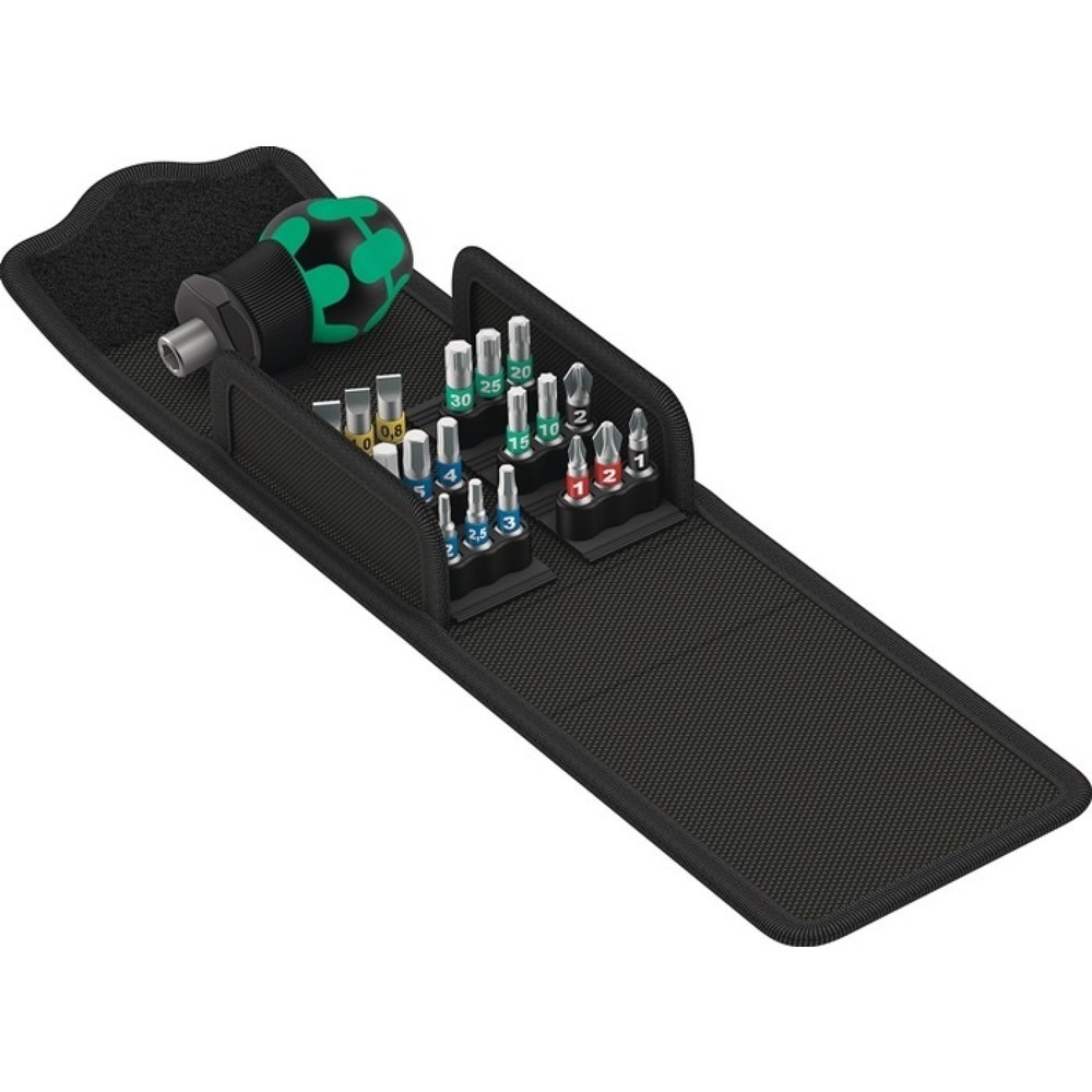 Illustration du produit: WERA Bitsortiment KK Stubby 1, PH/PZD/TORX®/6Kt./Schlitz, 19-teilig