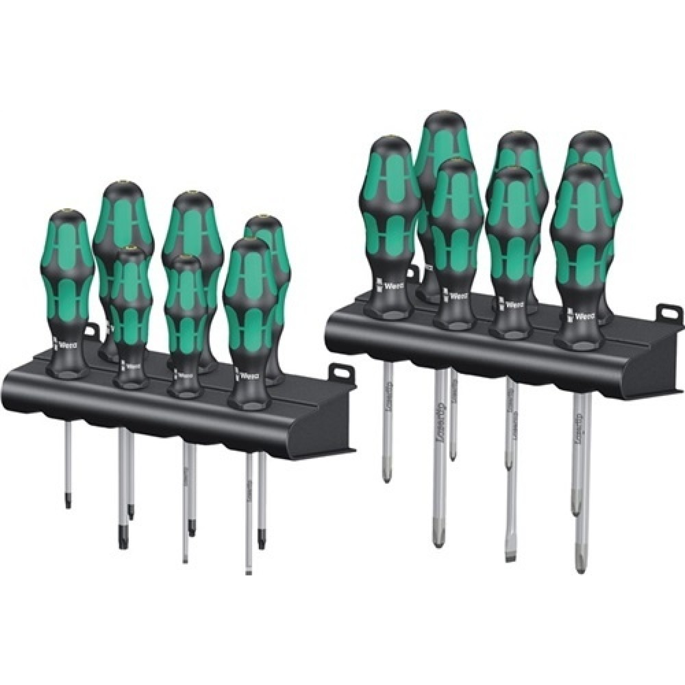 Produktabbildung: Schraubendrehersatz 16tlg. Schlitz/PH/PZD/TX Kraftformheft m. Wandhalterung