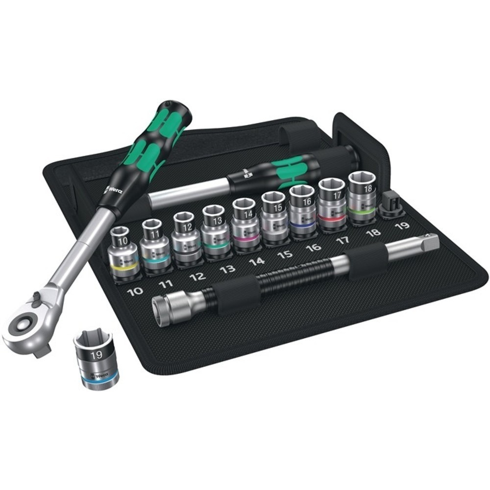 Produktabbildung: WERA Steckschlüsselsatz 8006 SC 1 14-tlg.1/2 Zoll SW 10-19mm Z.72 6KT