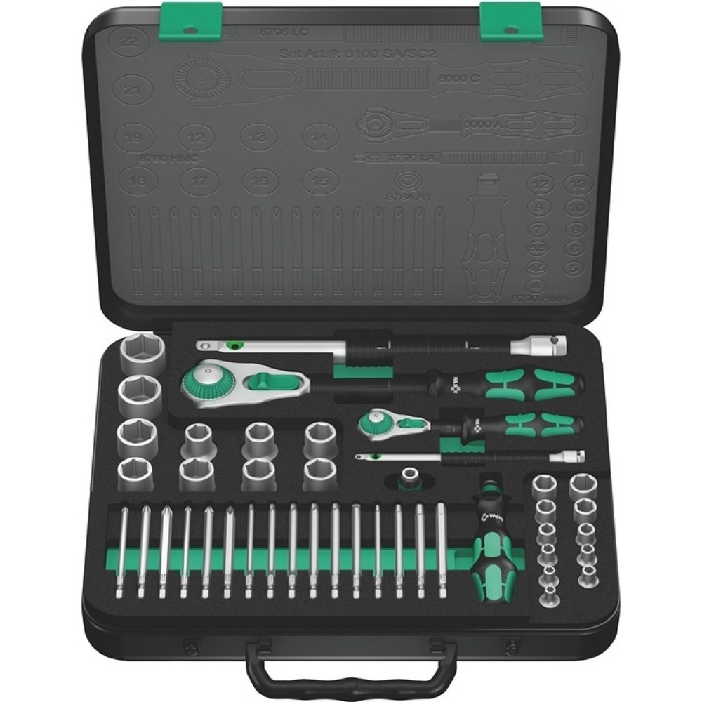Produktabbildung: Steckschlüsselsatz 8100 SA/SC 2 Zyklop 43-teilig 1/4 + 1/2 ″ Schlüsselweiten 4-24 mm