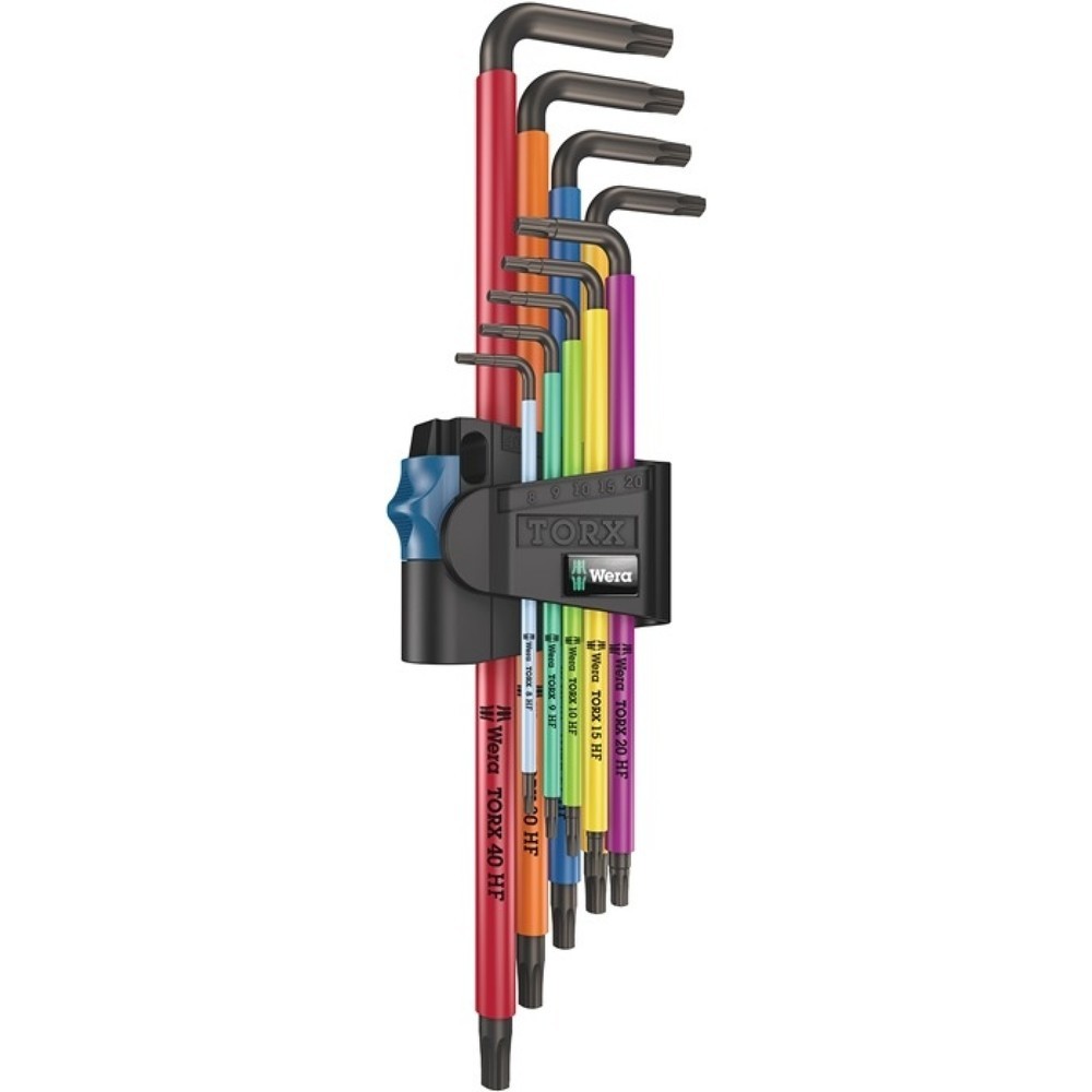 Produktabbildung: Winkelschraubendrehersatz 967/9 TX XL HF 9 teilig T8 - T40 farbcodiert, mit lang