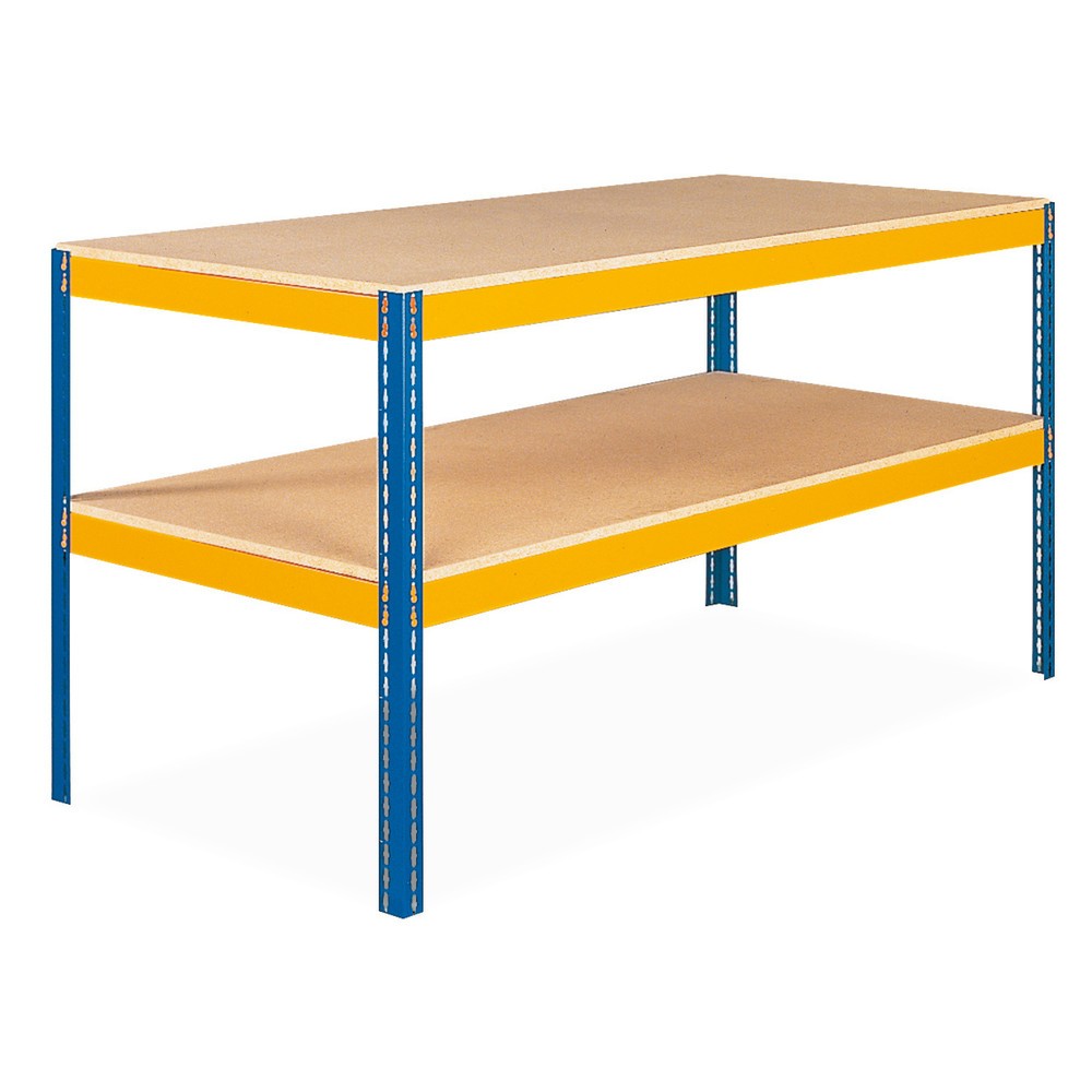 Produktabbildung: Werktisch NGS, FL 320 kg, 2 Einlegeböden mit je 1 Unterzug, HxBxT 990 x 2.450 x 621 mm
