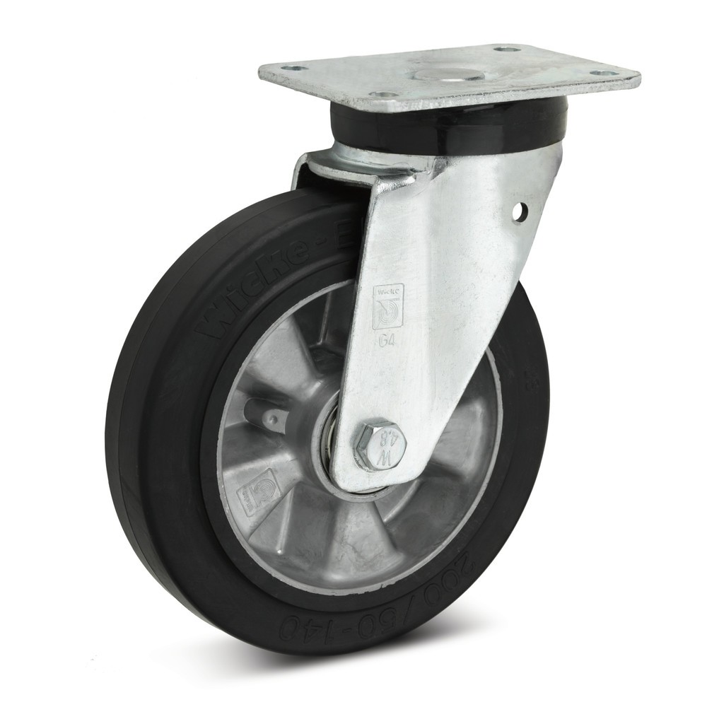 Produktabbildung: Wicke Lenkrolle Elastik-Vollgummi, Ø x Breite 100 x 40 mm, TK 180 kg