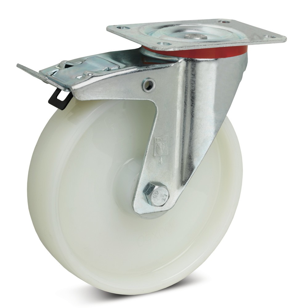 Produktabbildung: Wicke Lenkrolle Polyamid , inkl. Feststeller, spurlos, Ø x Breite 80 x 35 mm, TK 150 kg