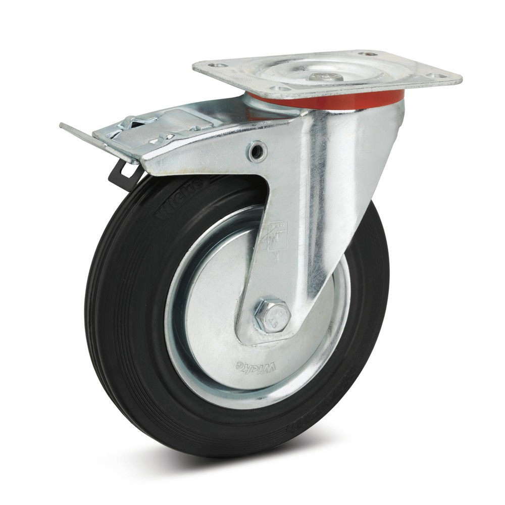 Produktabbildung: Wicke Lenkrolle Vollgummi Premium, inkl. Feststeller, Ø x Breite 80 x 25 mm, TK 50 kg