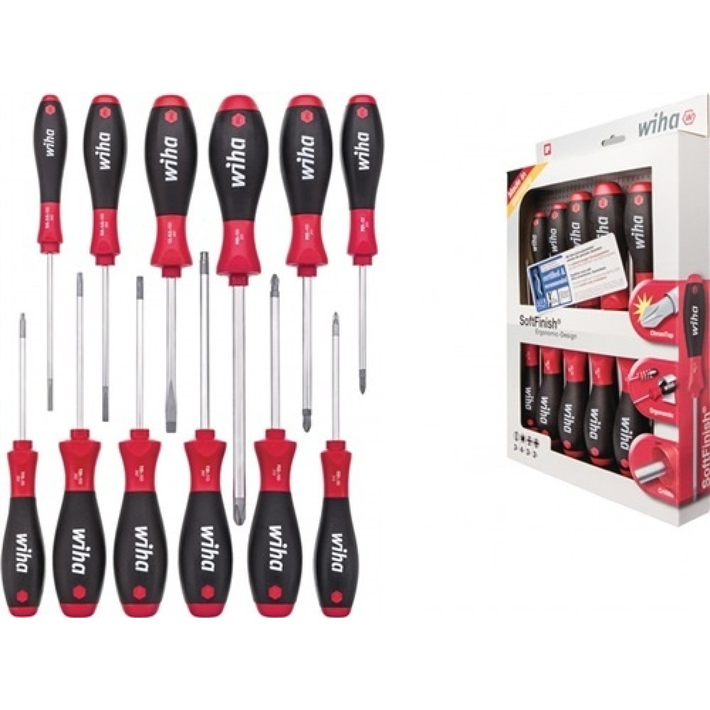Produktabbildung: Schraubendrehersatz 12 tlg.Schlitz/PH/PZD/TX Mehrkomp.-Griff Rundklinge 302 HK12