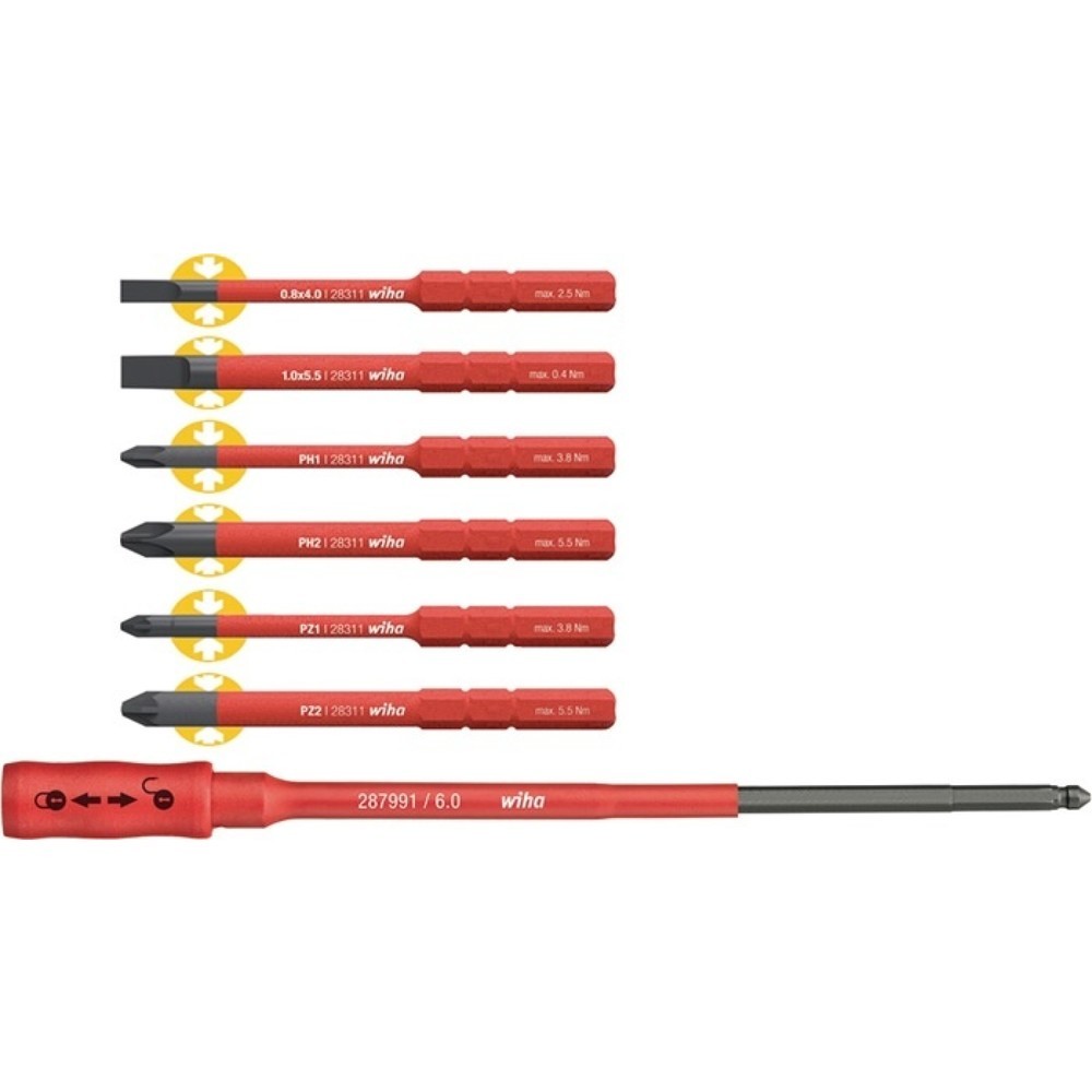 Produktabbildung: wiha Wechselklingensatz slimBit Pk.7-tlg.Torque/Schlitz/Phillips/Pozidriv