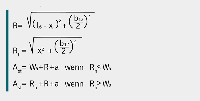 Formel zur Berechnung der Arbeitsgangbreite bei Hochhubwagen. 