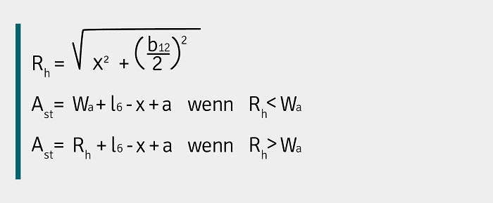 Formel zur Berechnung der Arbeitsgangbreite bei Niederhubwagen.