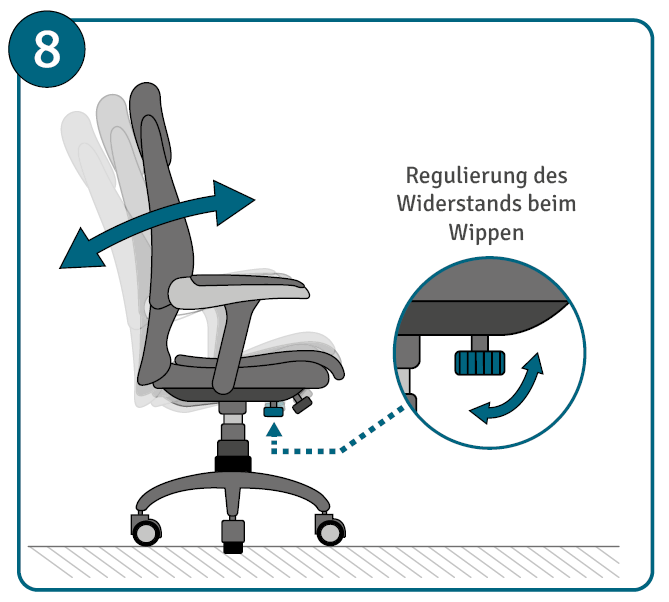 Bürostuhl einstellen Anleitung Schritt 8: Wippfunktion