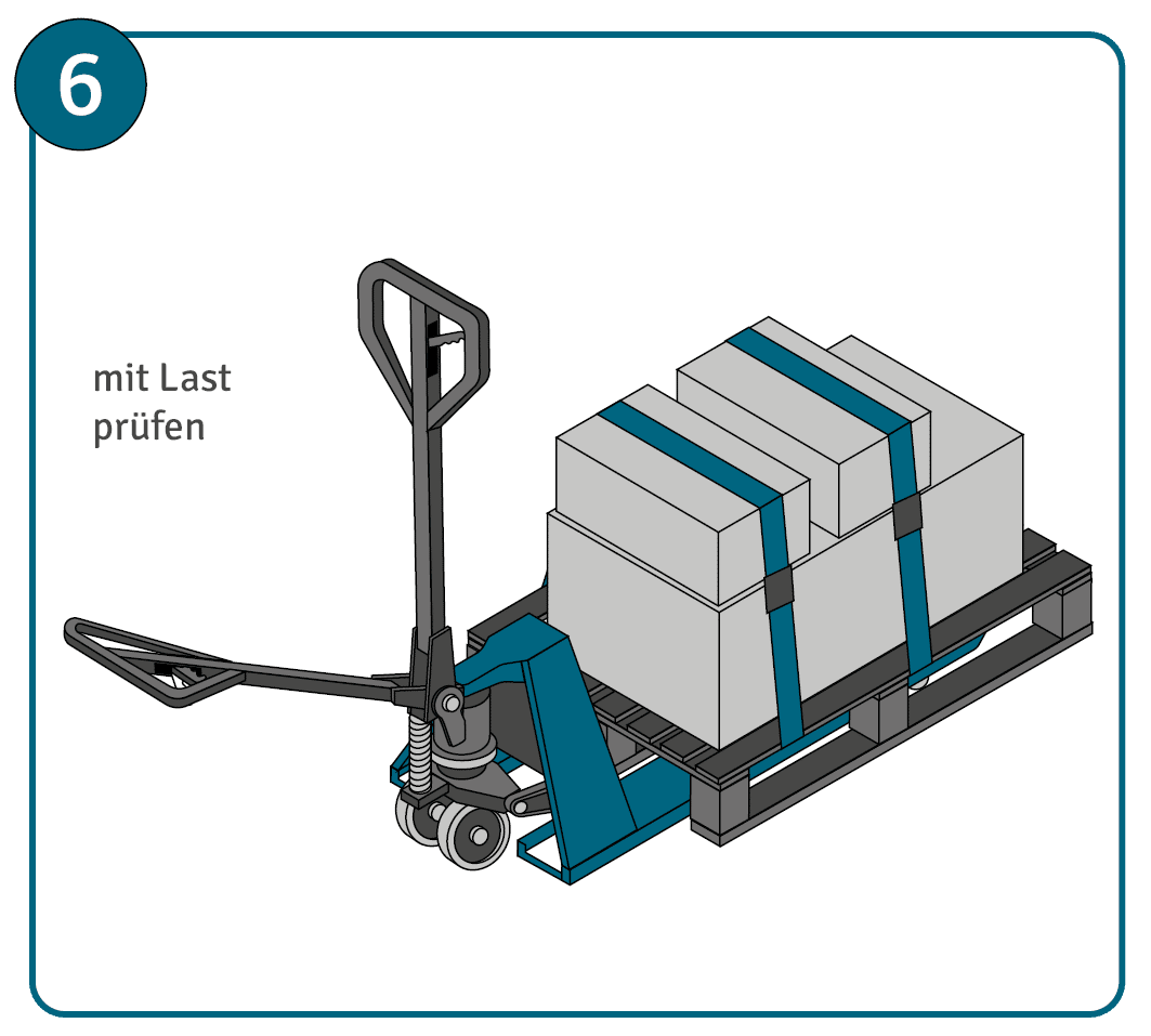 Hubwagen entlüften Anleitung Schritt 6: Mit Last prüfen