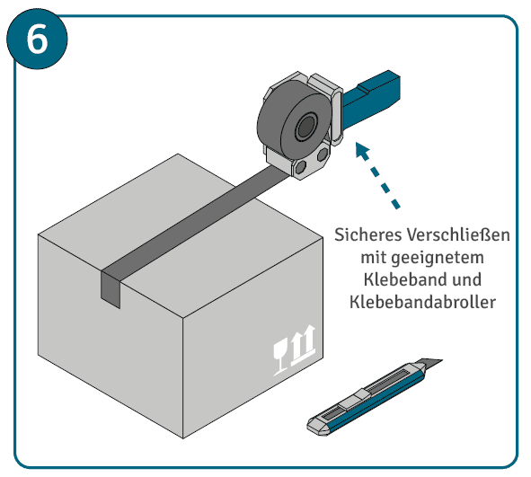 Verpackung mit Klebeband und Klebebandabroller sicher verschließen