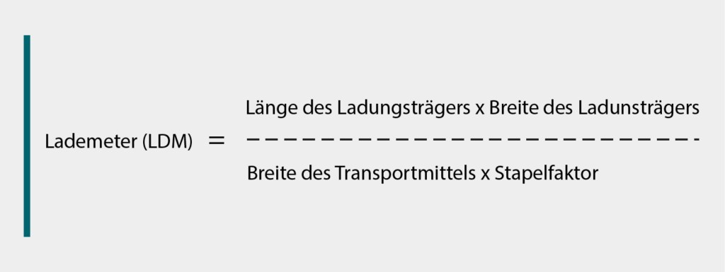 Formel zur Berechnung der Lademeter inklusive Stapelfaktor