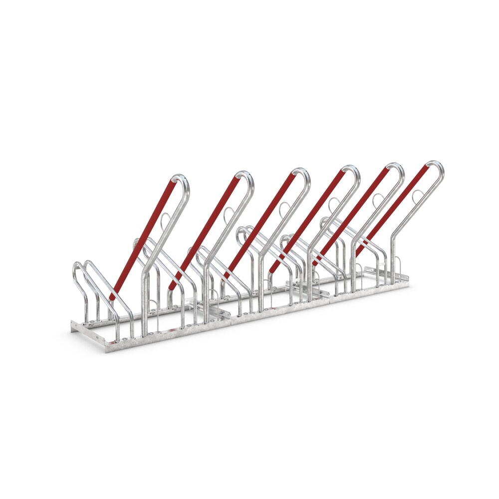 Produktabbildung: wsm® Anlehnbügelparker, einseitige Radeinstellung, 6 Stellplätze